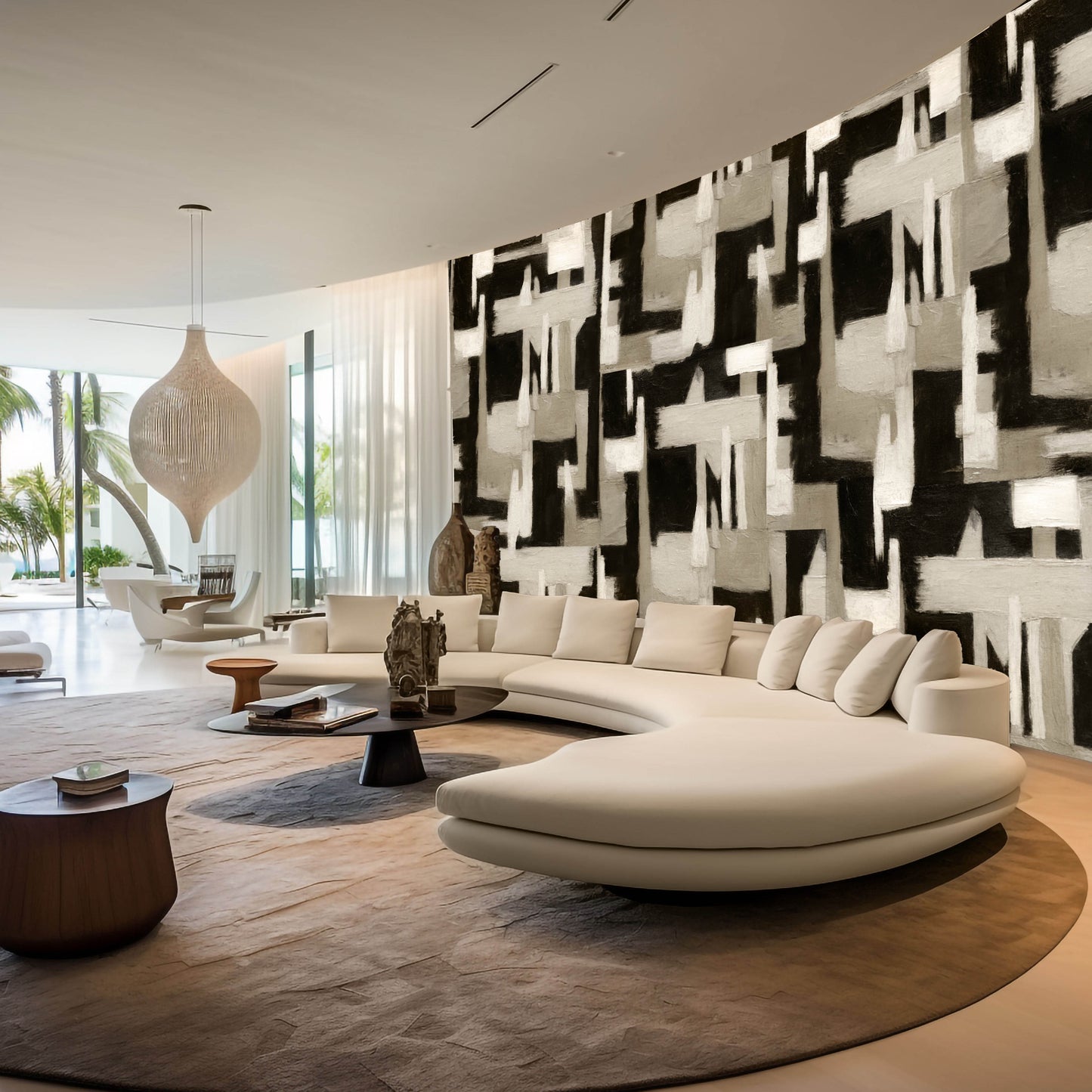 Abstract Geometry Wallpaper – Soft Taupe Neutral