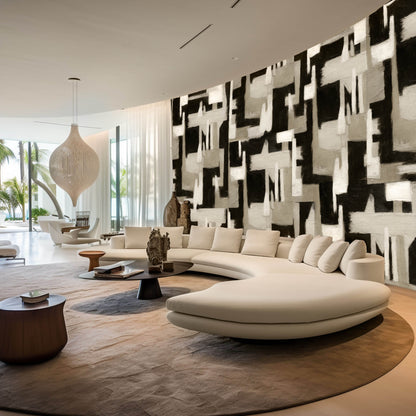 Abstract Geometry Wallpaper – Soft Taupe Neutral