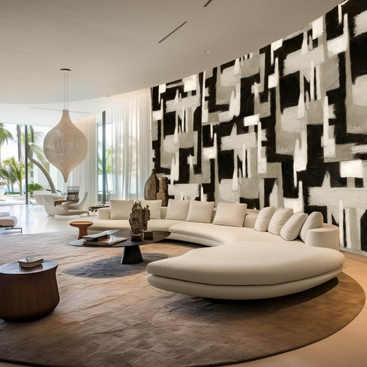 Abstract Geometry Wallpaper – Soft Taupe Neutral
