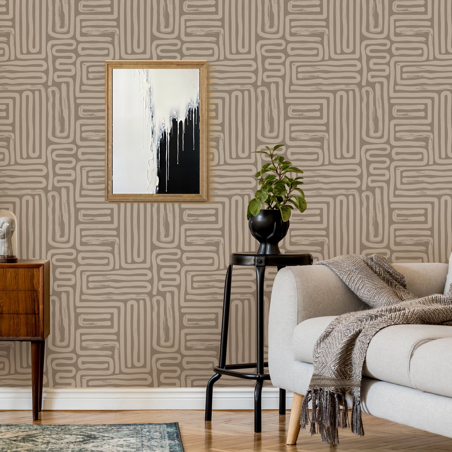 Woven Paths – Hand-Drawn Geometric Wallpaper