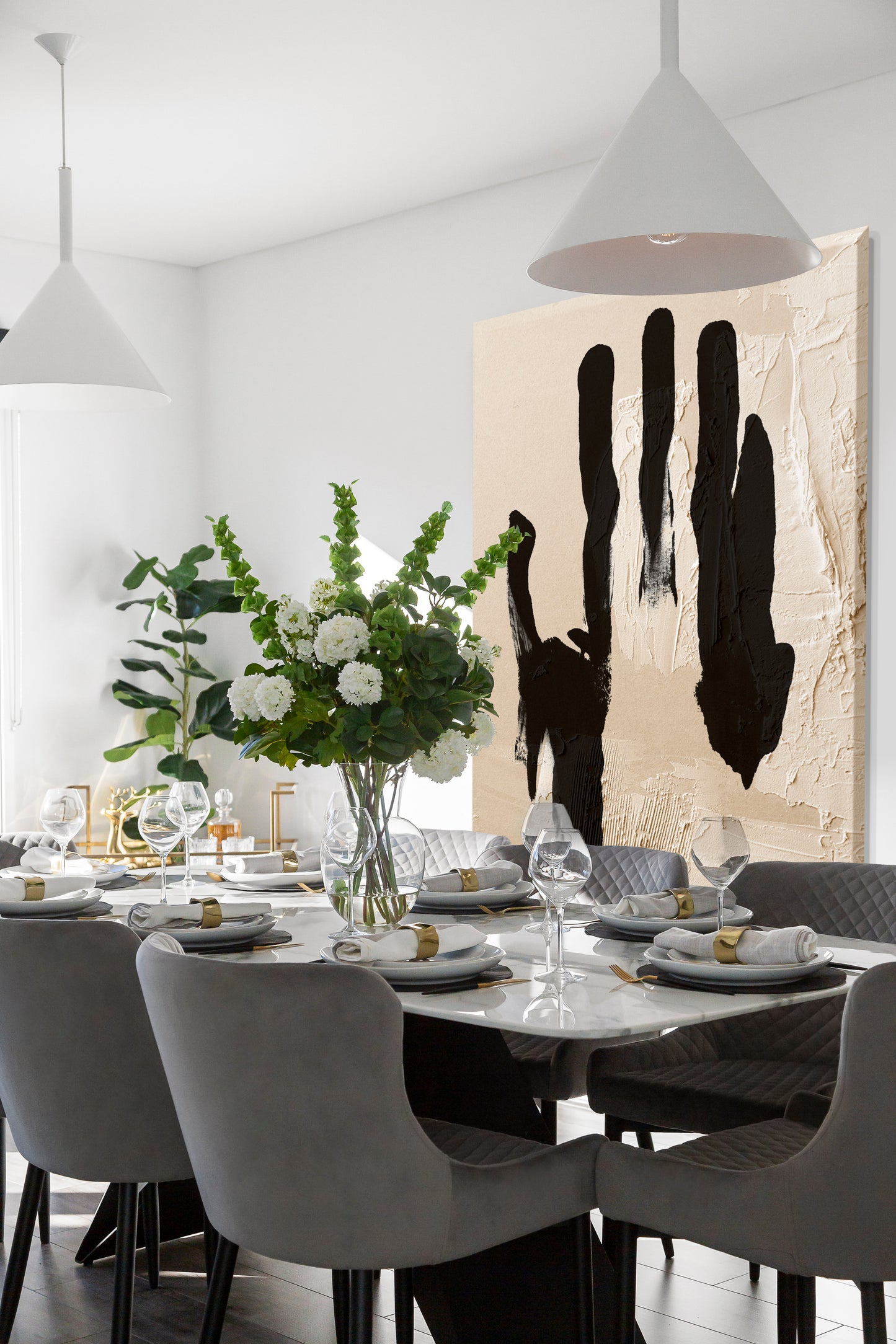 Unspoken – Textured Black & Beige Abstract Printed Canvas Art