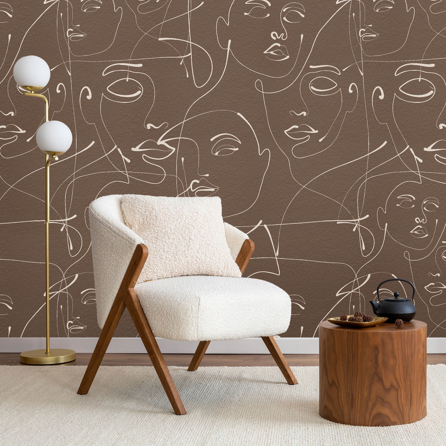 Abstract Brown Face Art Wallpaper