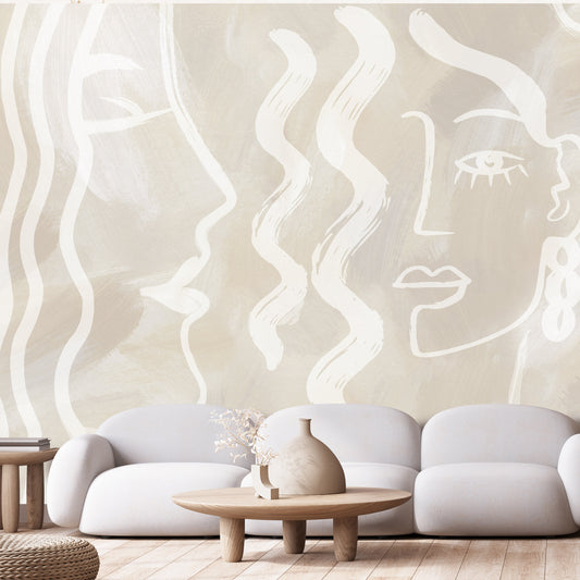 Expressive Strokes – Luxury Abstract Line Art Wallpaper Mural