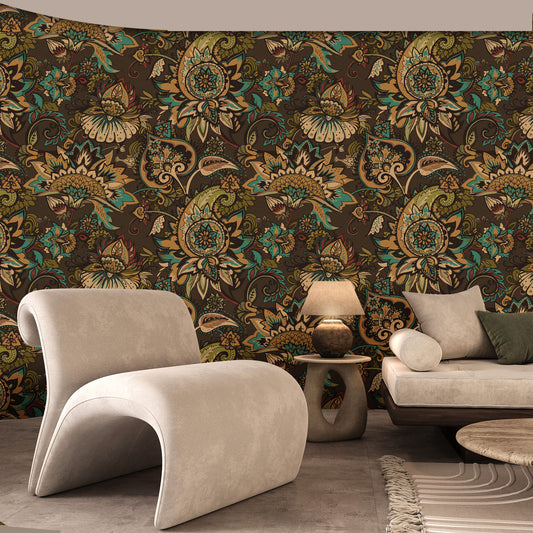 Rustic Blooms Floral Wallpaper