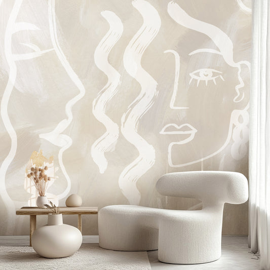 Expressive Strokes – Luxury Abstract Line Art Wallpaper Mural
