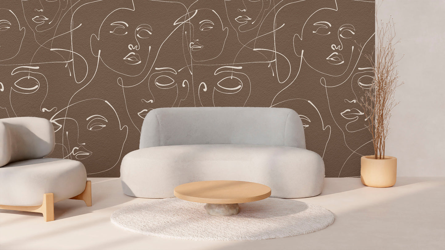 Abstract Brown Face Art Wallpaper