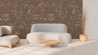 Abstract Brown Face Art Wallpaper
