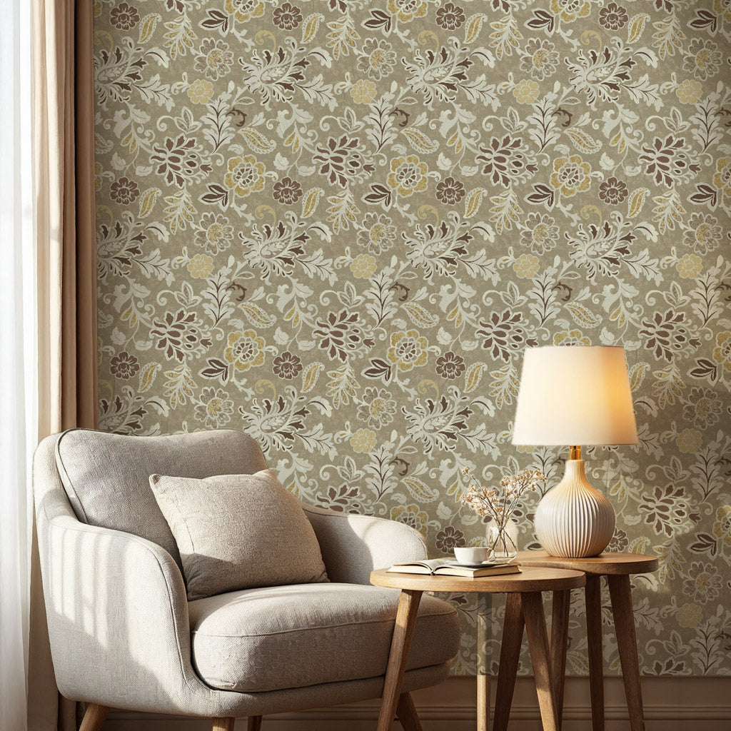Gilded Heirloom Manor – Vintage Luxury Floral Wallpaper
