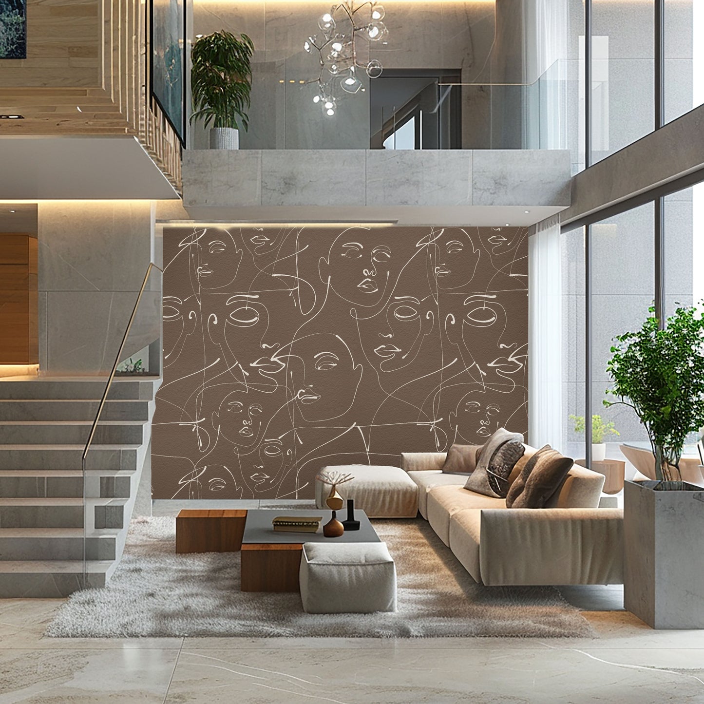 Abstract Brown Face Art Wallpaper