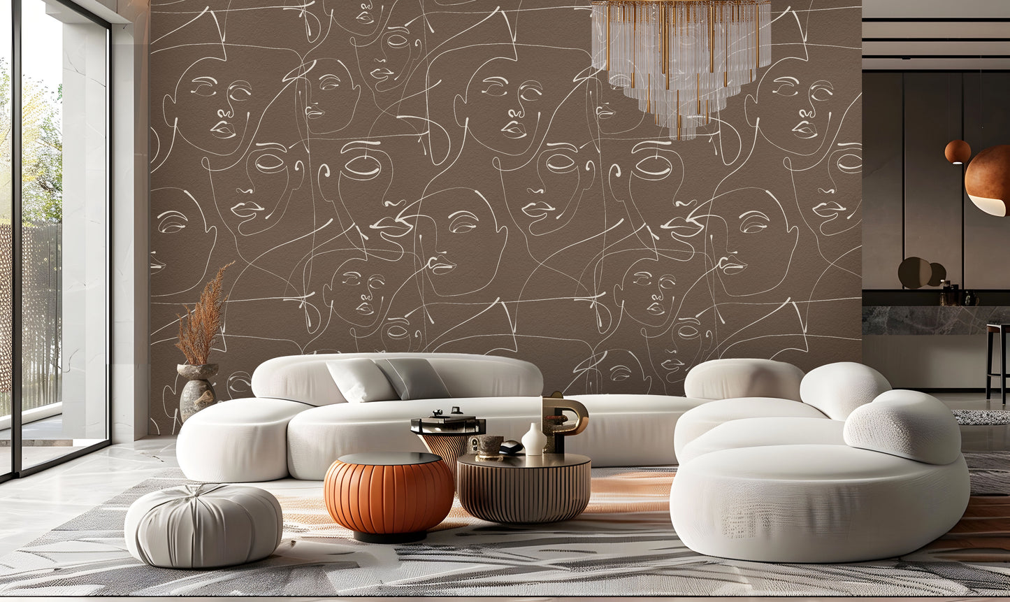 Abstract Brown Face Art Wallpaper
