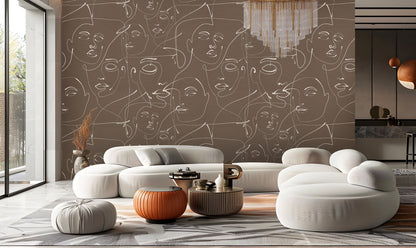 Abstract Brown Face Art Wallpaper