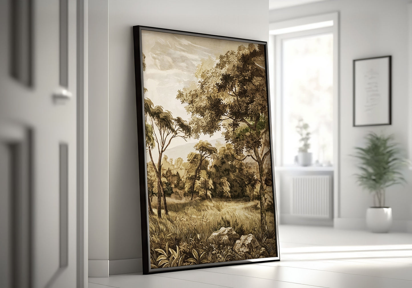 Golden Meadow Wall Art  | Vintage Landscape Neutral Rustic Nature Art