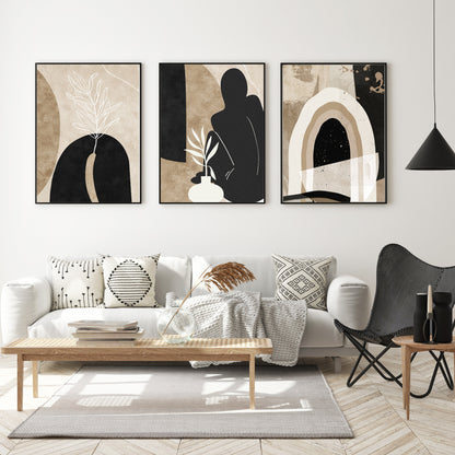 Abstract modern Minimalist set of 3 Panels