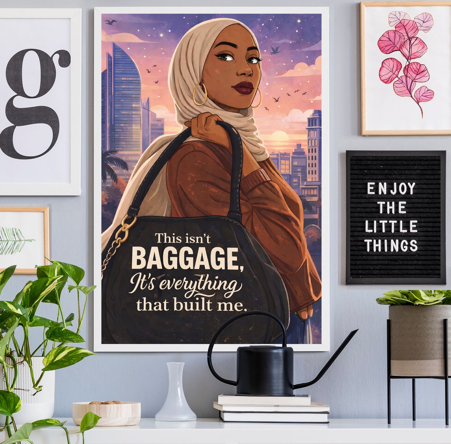 This Isn’t Baggage Quote Poster/ Canvas, Bold Feminine Muslim Woman Art