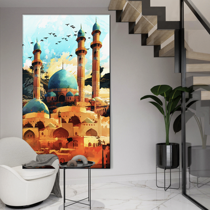 Islamic Architecture Retro Art. Mosque Wall Art Illustration