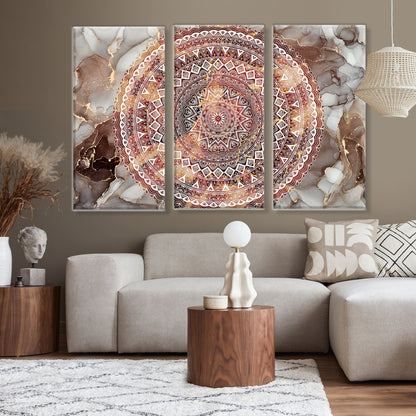 Mandala, Set of 3 Canvas