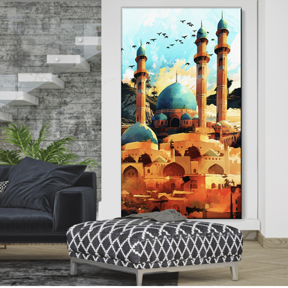 Islamic Architecture Retro Art. Mosque Wall Art Illustration