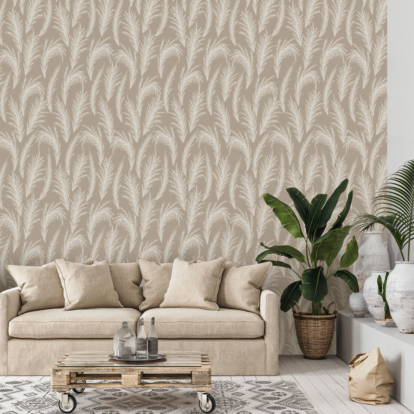 Earthy Tone Feathers Wallpaper