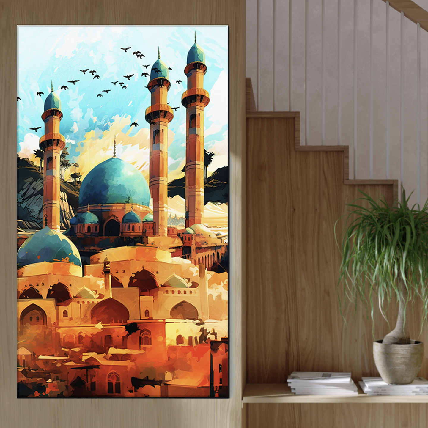 Islamic Architecture Retro Art. Mosque Wall Art Illustration