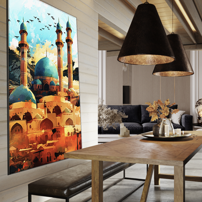 Islamic Architecture Retro Art. Mosque Wall Art Illustration