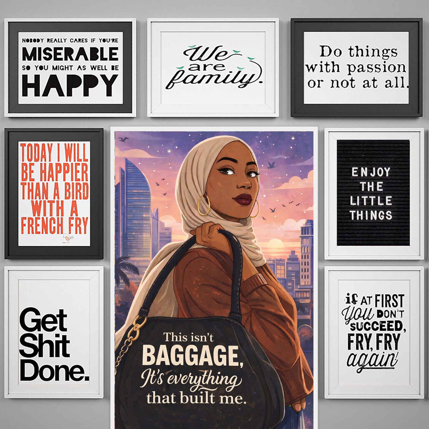 This Isn’t Baggage Quote Poster/ Canvas, Bold Feminine Muslim Woman Art
