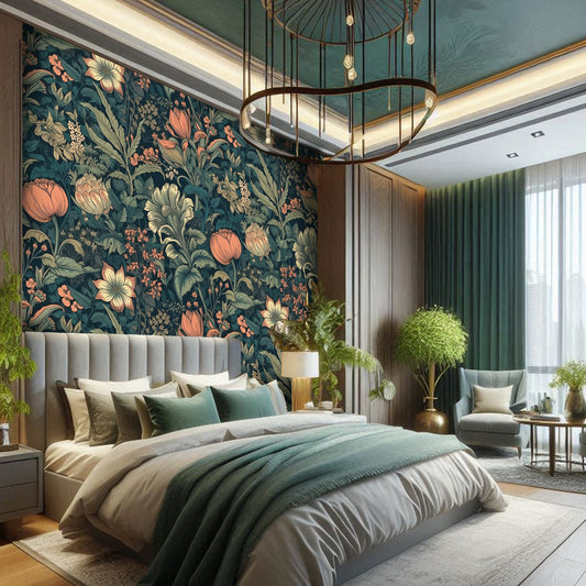 Midnight Botanica – Dark Teal Floral Wallpaper