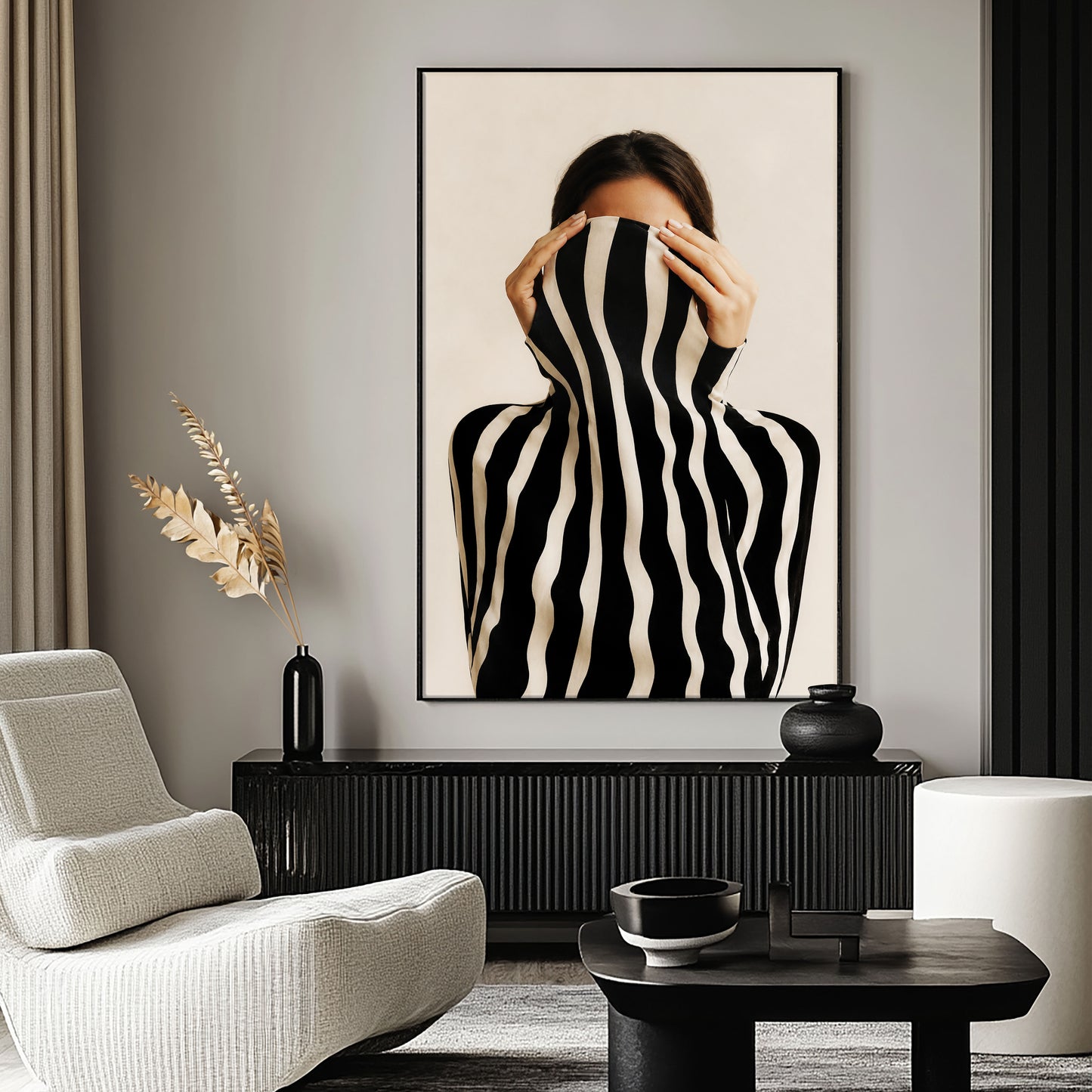 Modern woman wall art, black and white, figurative prints