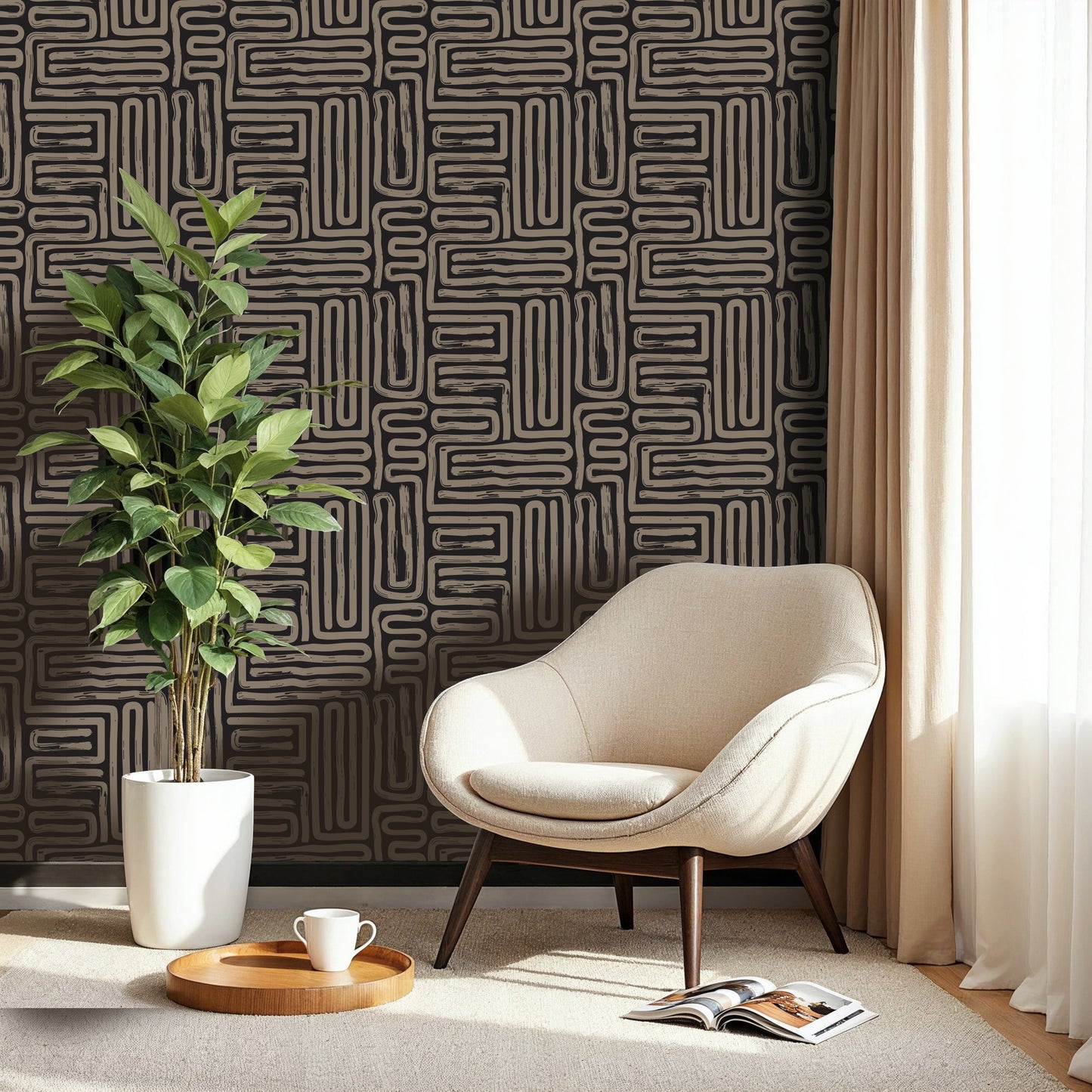 Woven Paths – Hand-Drawn Geometric Wallpaper