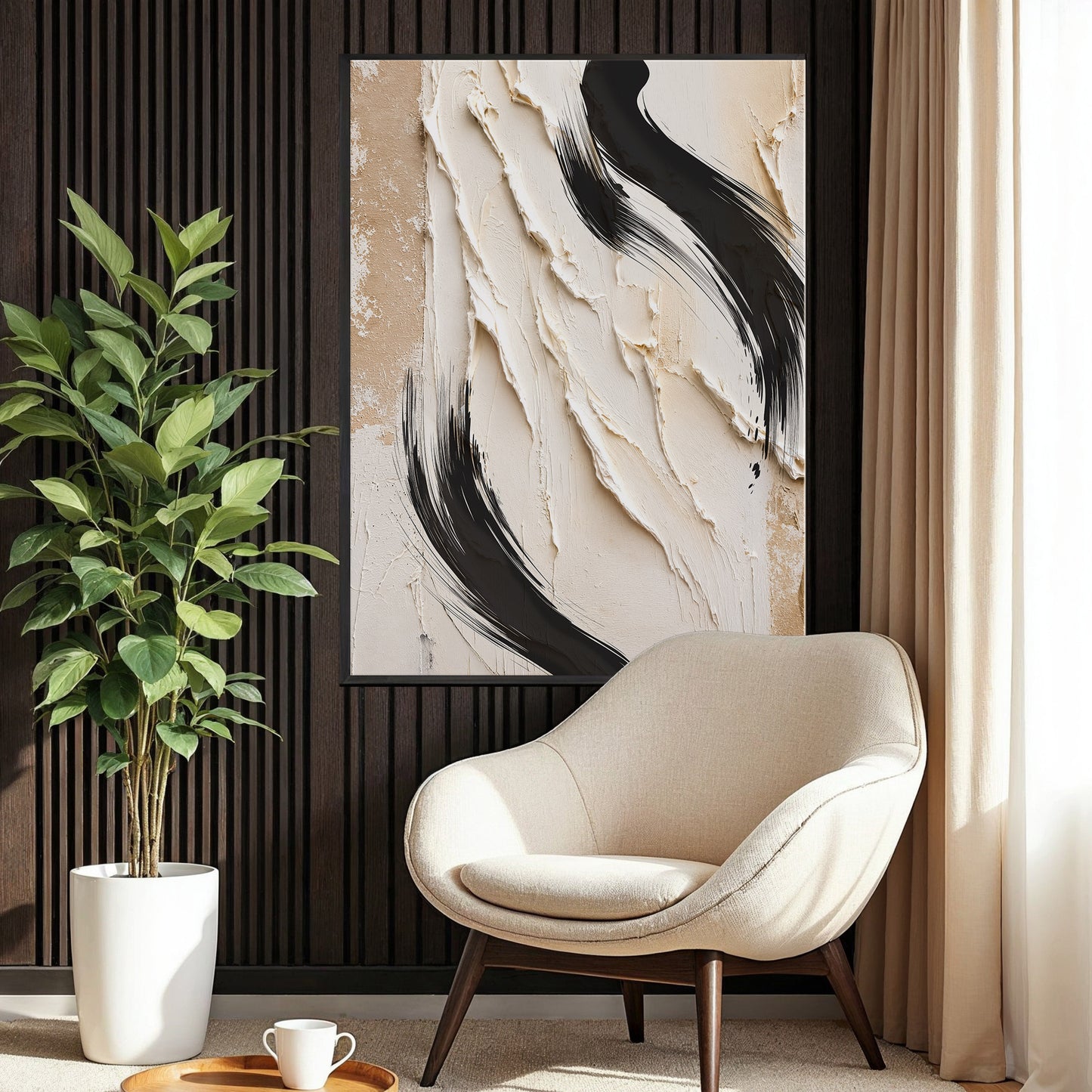Black & Cream Abstract Wall Art | Modern Canvas Art