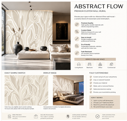 Abstract Flow Luxury Neutral Wallpaper Mural