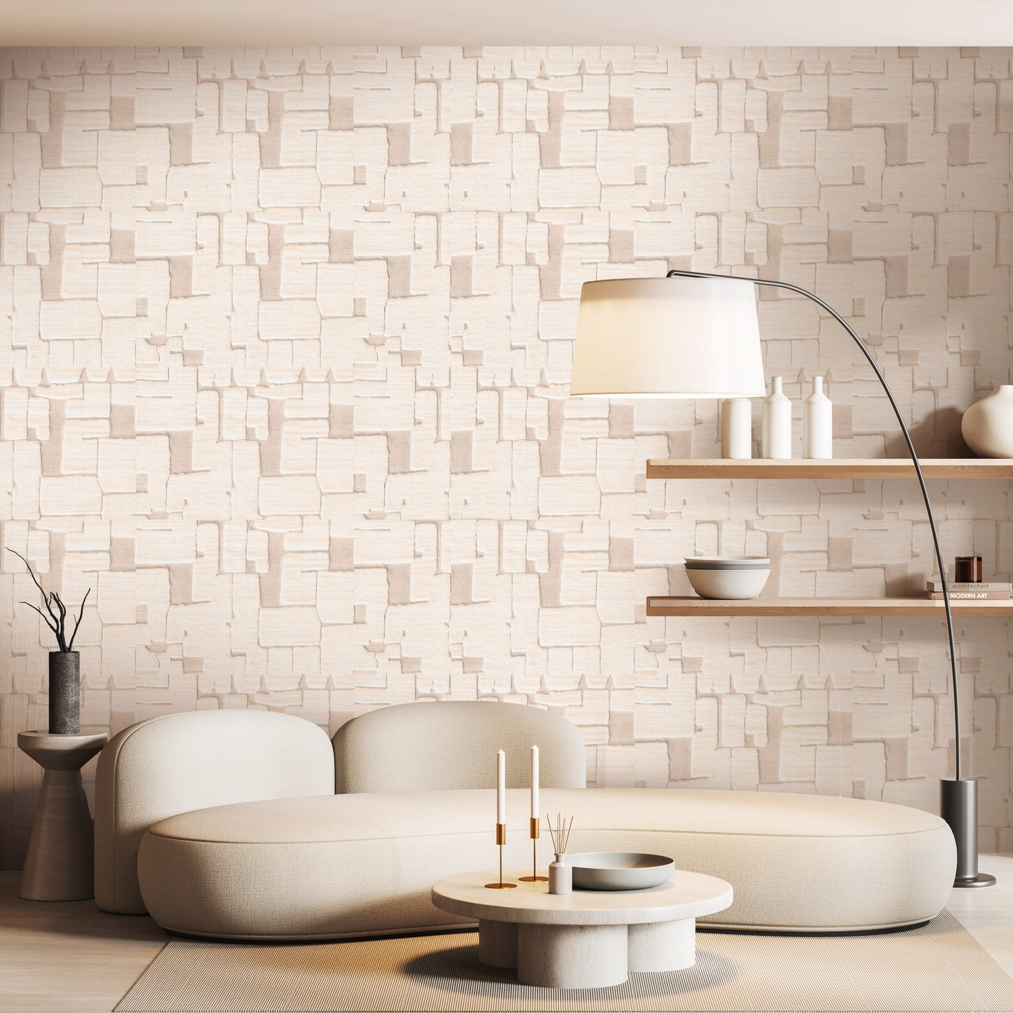 Architectural Stone – Beige Plaster Look Wallpaper Mural
