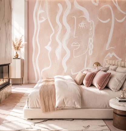 Expressive Strokes: Blush Muse Wallpaper Mural