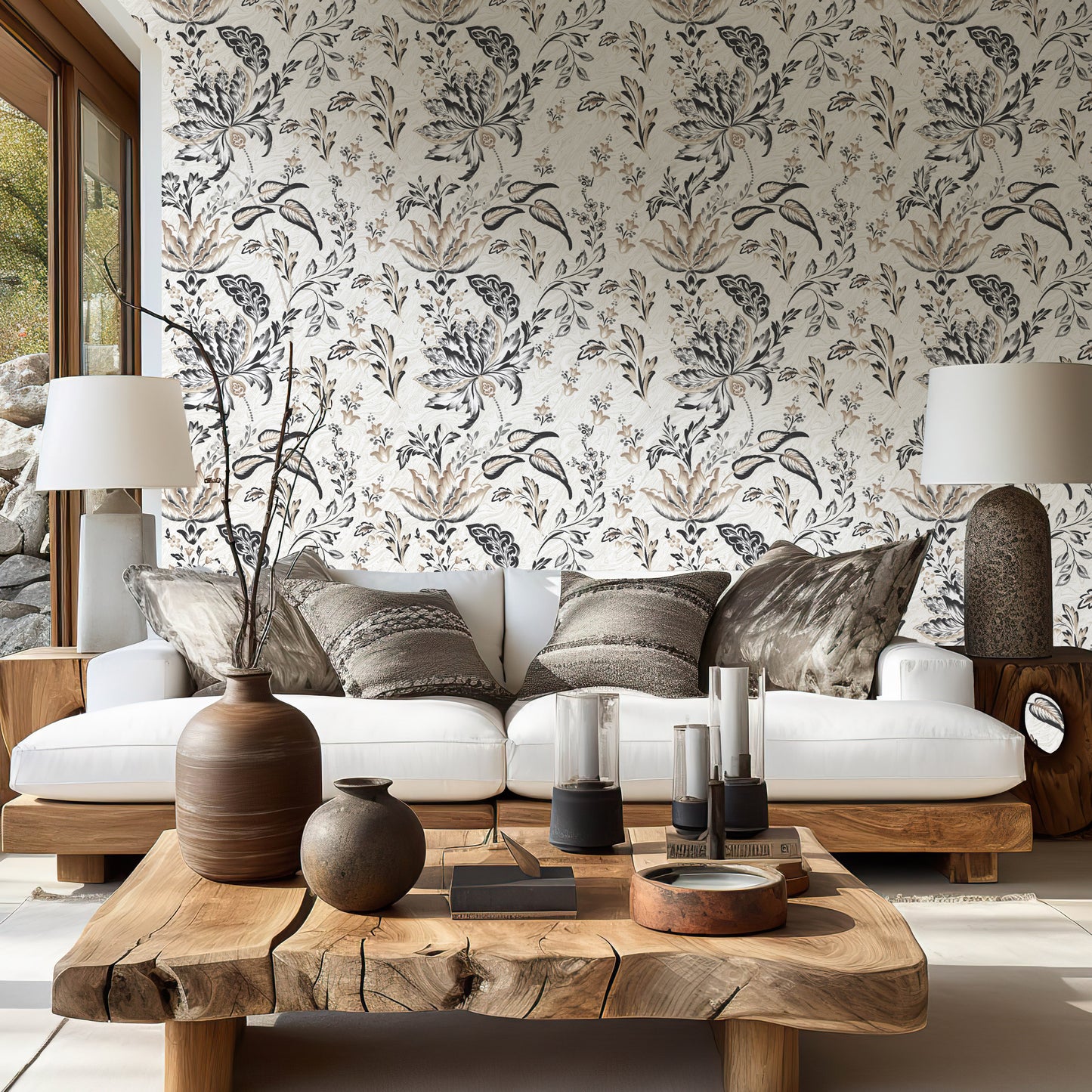 Vintage Floral Wallpaper – Neutral Botanical Peel & Stick