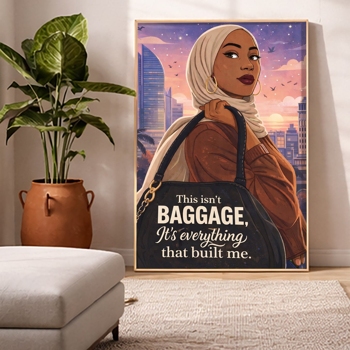 This Isn’t Baggage Quote Poster/ Canvas, Bold Feminine Muslim Woman Art