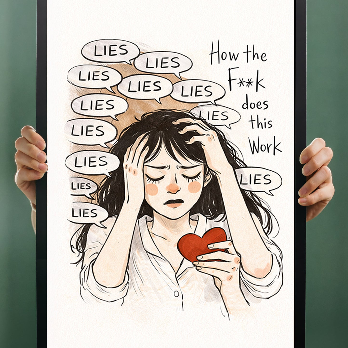 Lies Relationship Art | Toxic Love Print | Dark Humor Wall Art