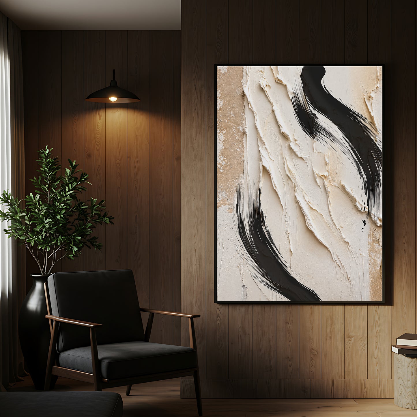 Black & Cream Abstract Wall Art | Modern Canvas Art