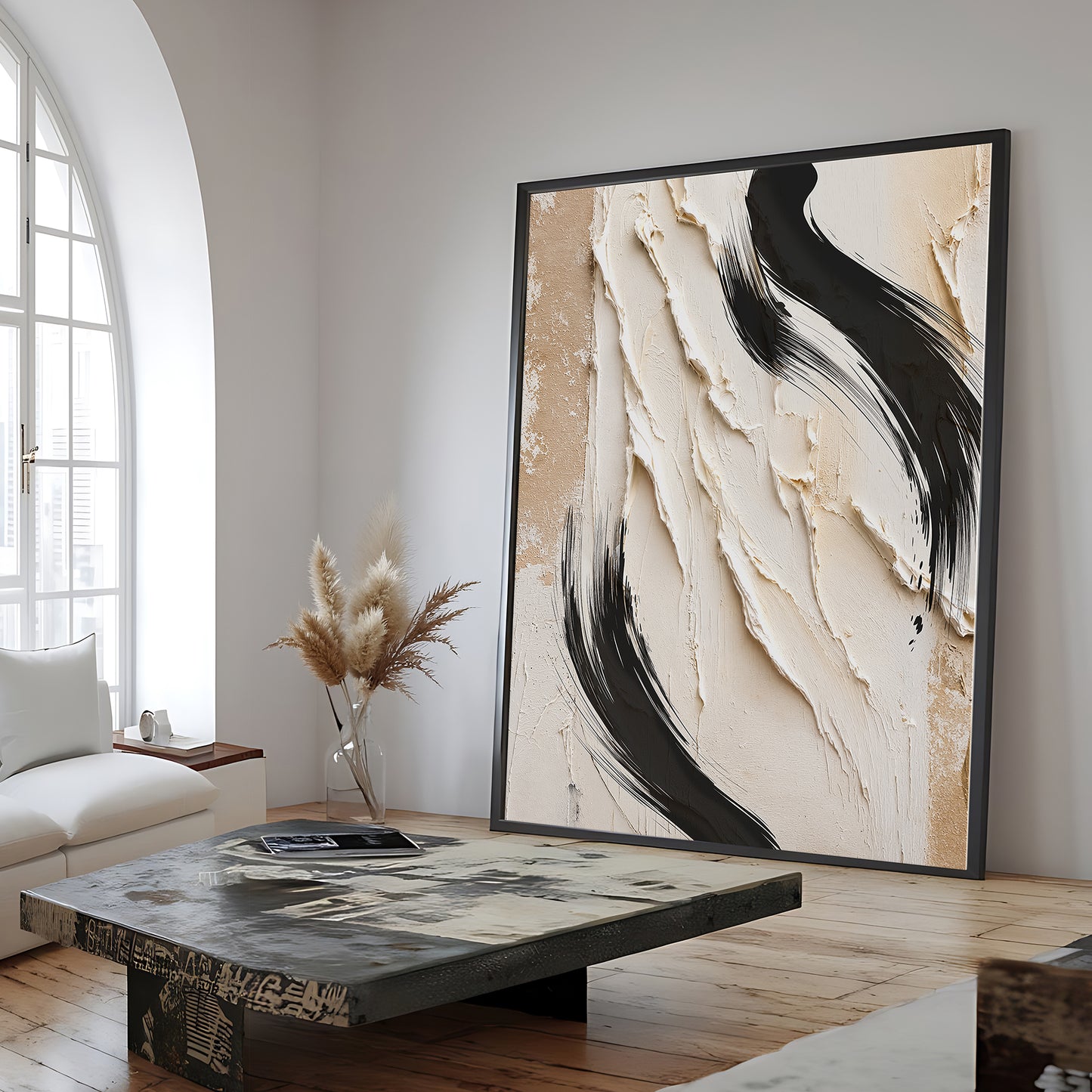 Black & Cream Abstract Wall Art | Modern Canvas Art