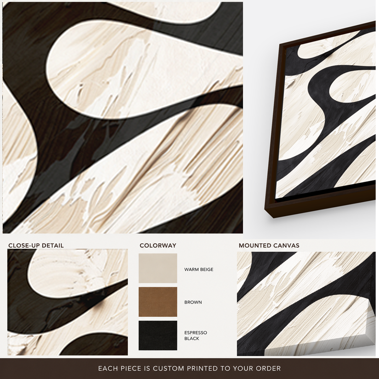 Sculpted Motion – Abstract Black & Ivory Wallpaper
