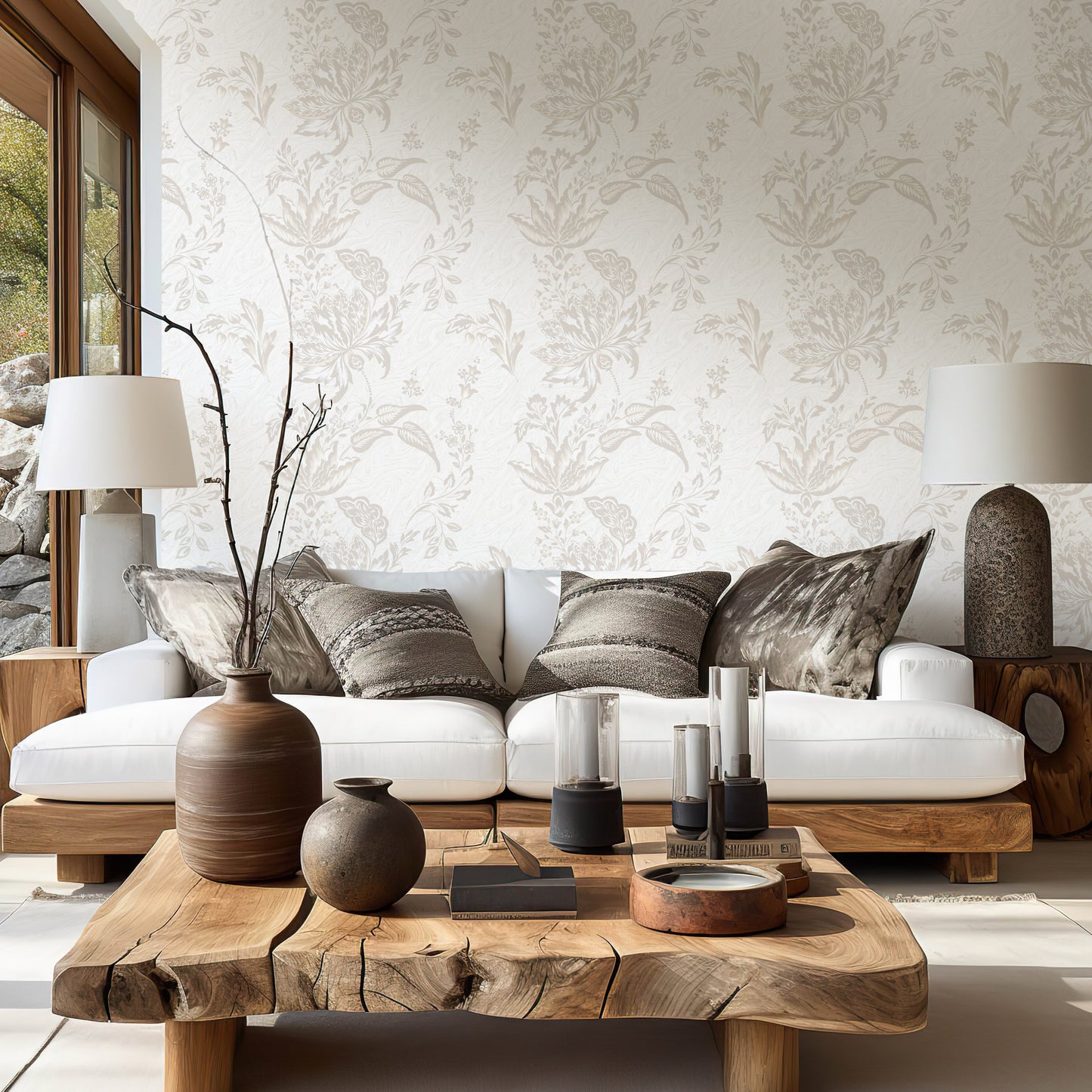 Vintage Floral Wallpaper – Neutral Botanical Peel & Stick