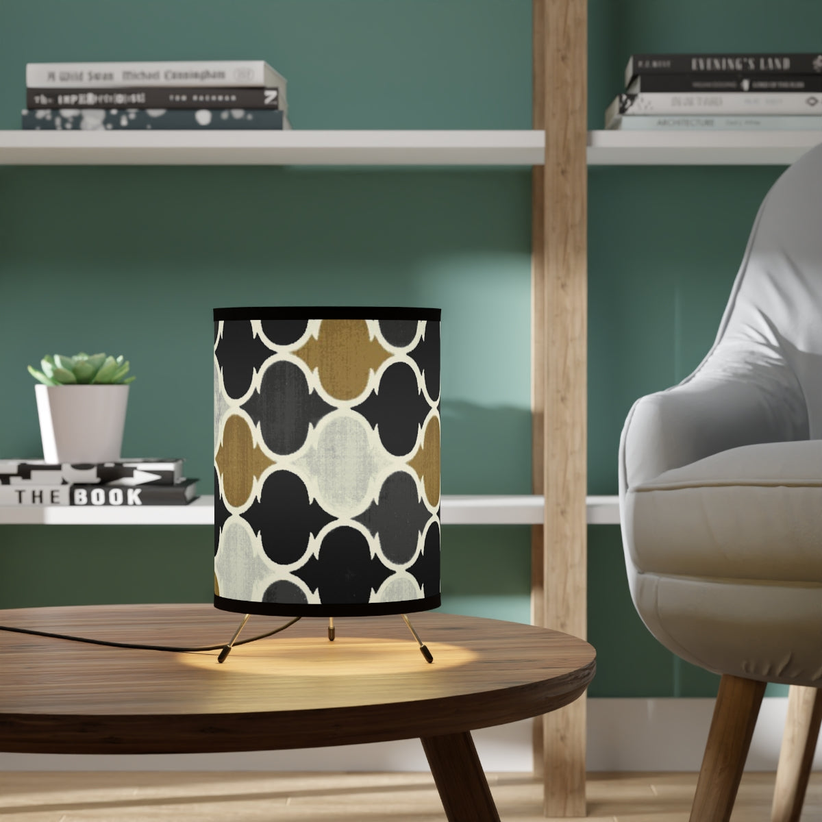 Boho Geometric Print Tripod Lamp Shade