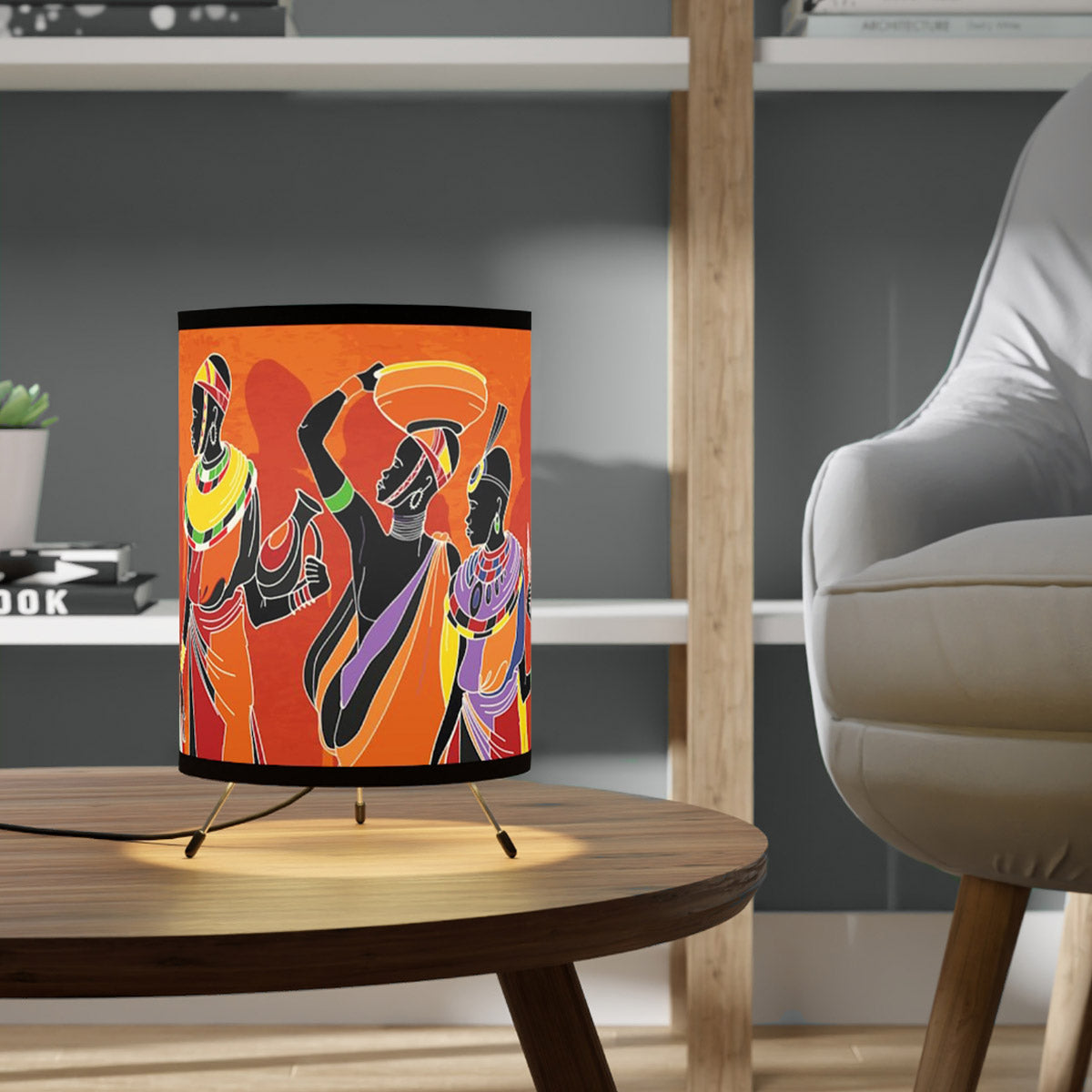 African Women Tripod Nightstand