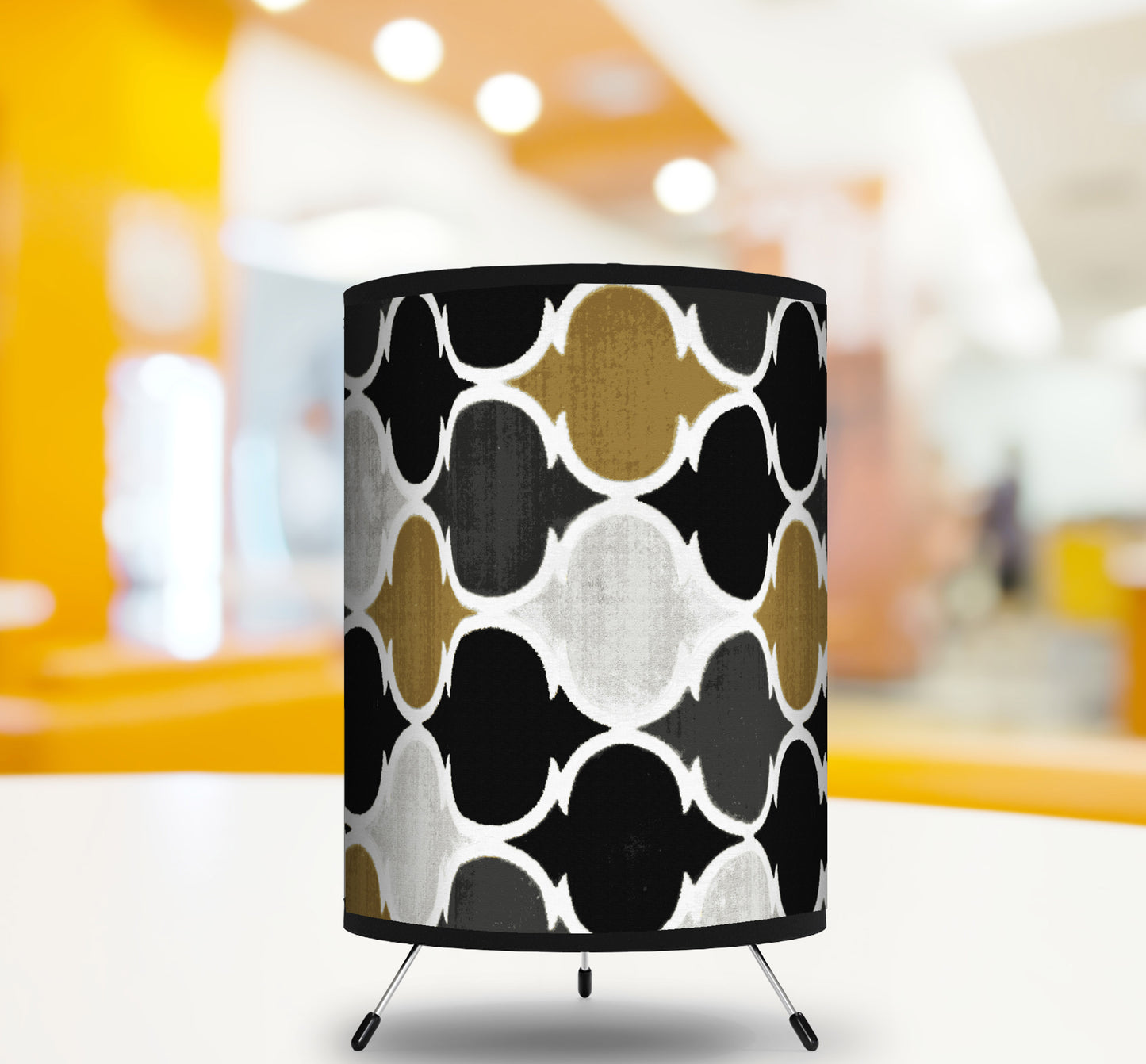 Boho Geometric Print Tripod Lamp Shade
