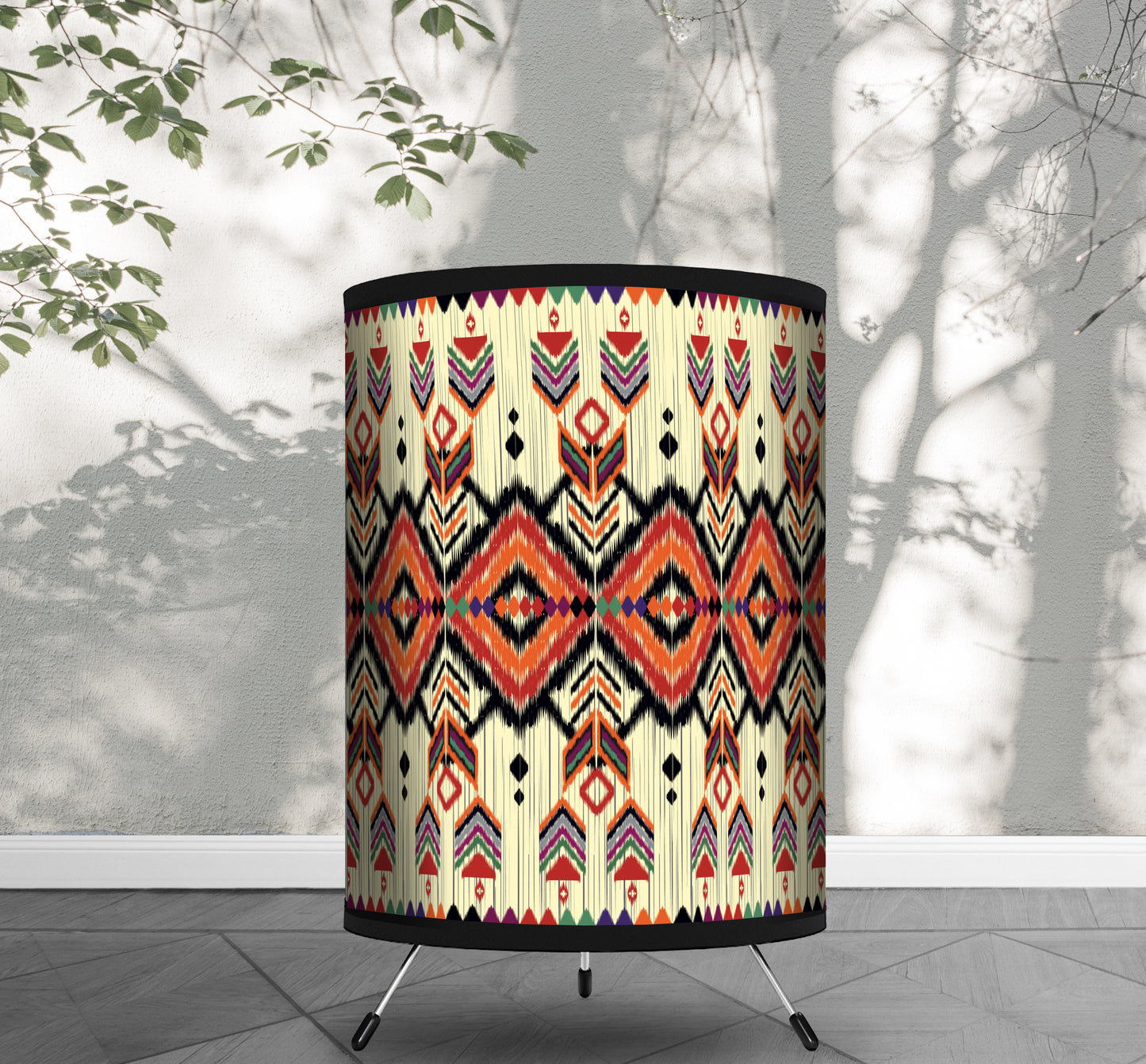 African Tribal Art Print Tripod Lamp Shade