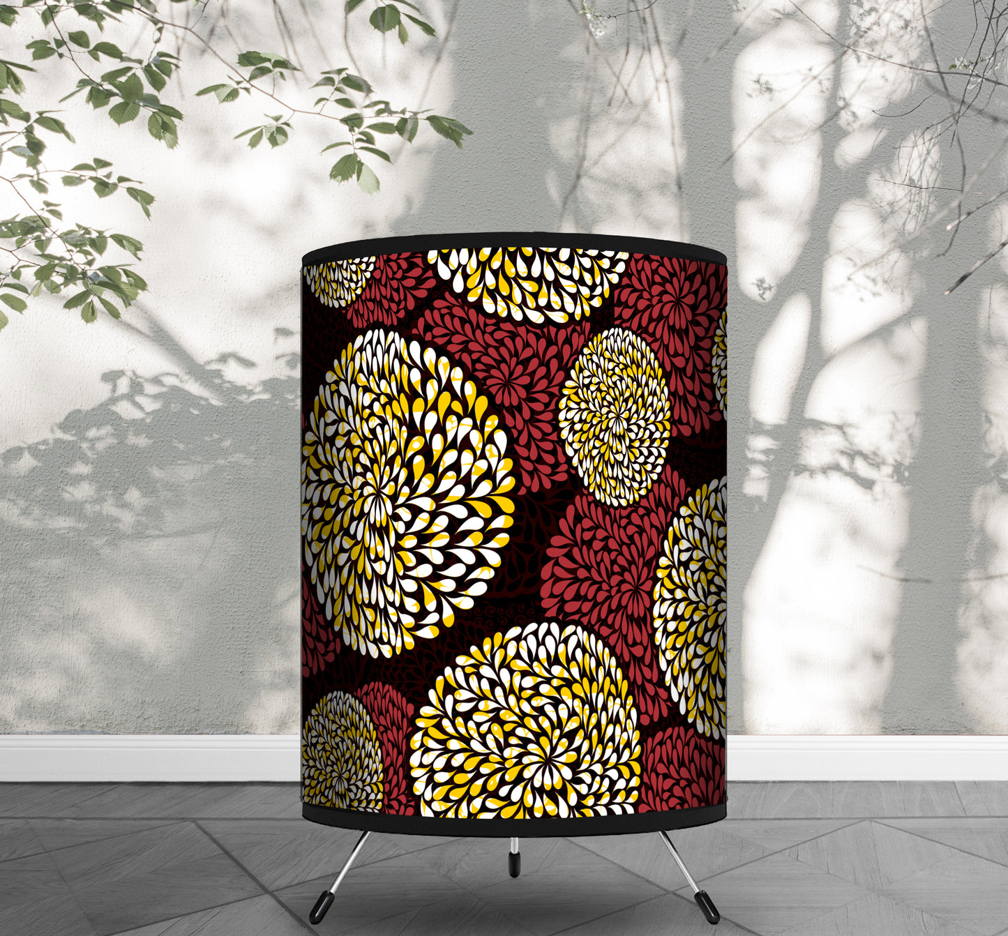 Spiral Leaves Boho Art Print Tripod Lamp Shade