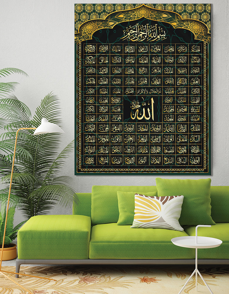 99 names of Allah , Asma ul Husna Calligraphy Art
