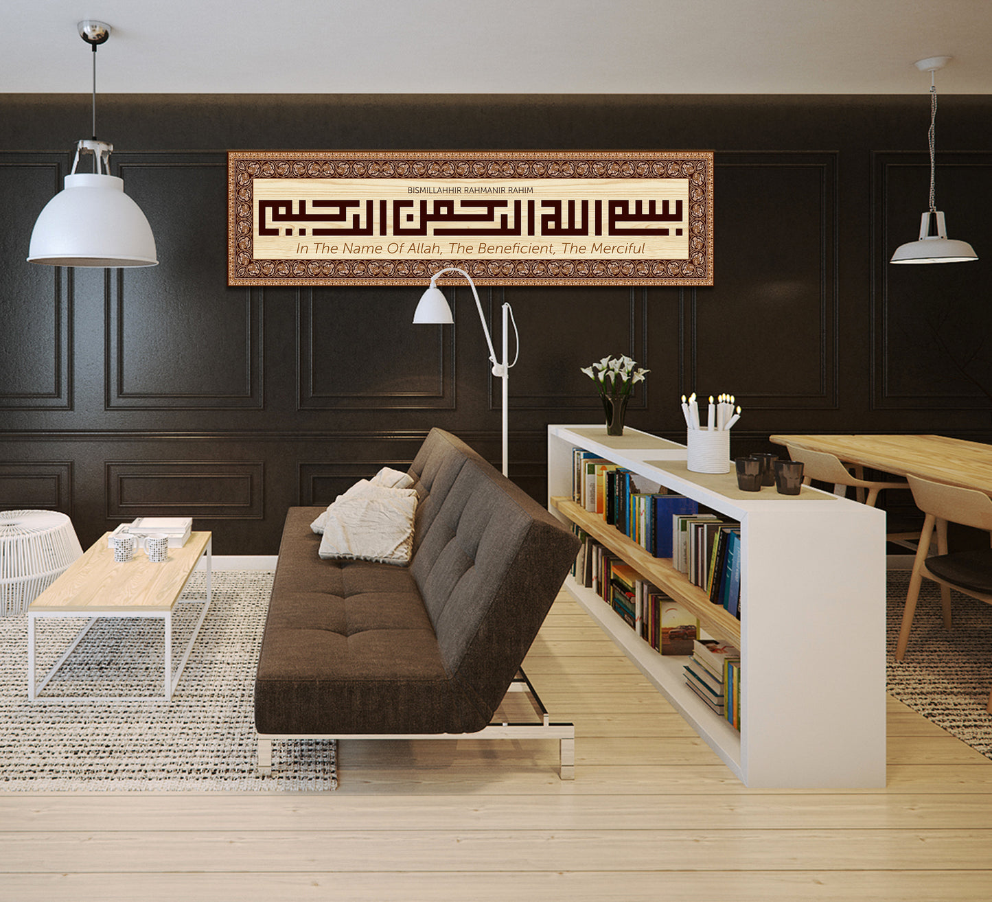 Hang "Bismillahhir Rahmanir Rahim" on the main entrance of the house. (blessing a house)