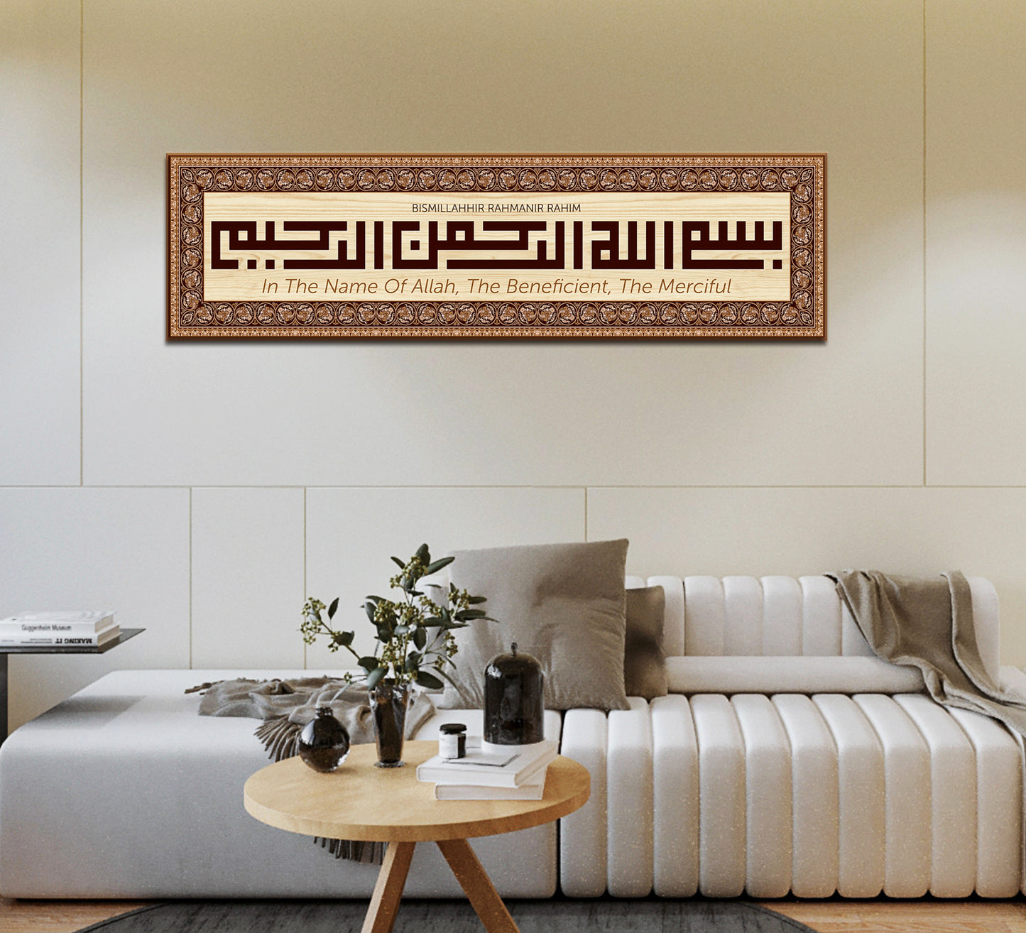 Hang "Bismillahhir Rahmanir Rahim" on the main entrance of the house. (blessing a house)