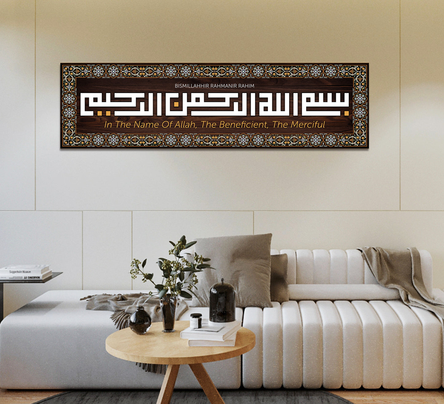 Hang "Bismillahhir Rahmanir Rahim" on the main entrance of the house. (blessing a house)