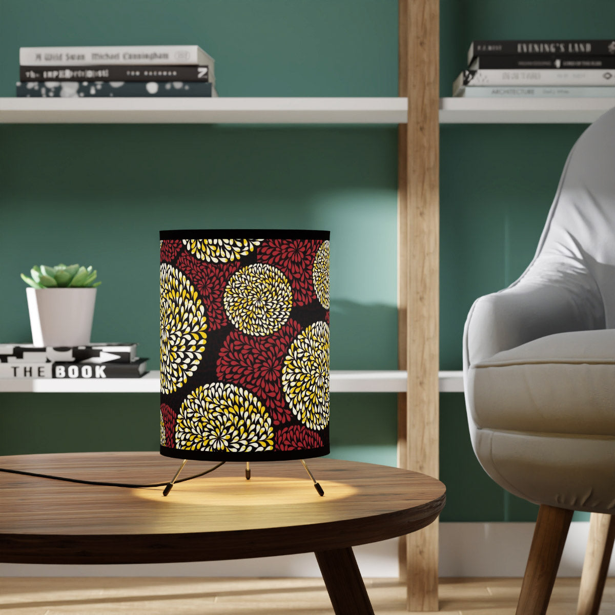 Spiral Leaves Boho Art Print Tripod Lamp Shade