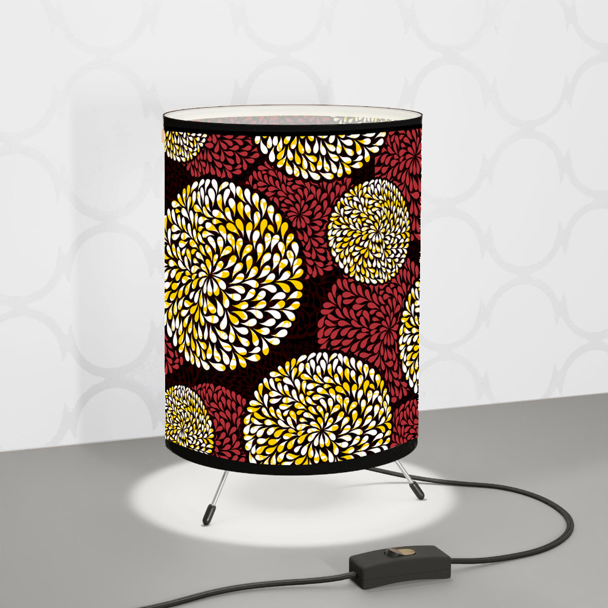 Spiral Leaves Boho Art Print Tripod Lamp Shade
